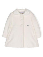 Cappotto per neonata Monnalisa bianco svasato con targhetta logo - Rubino Kids