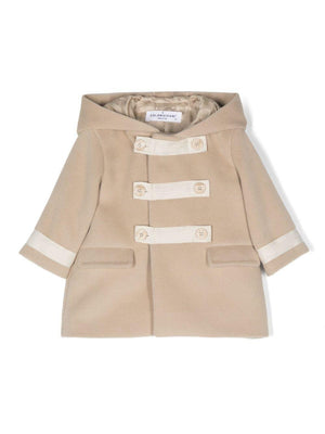 Colorichiari beige baby coat with double-breasted button closure