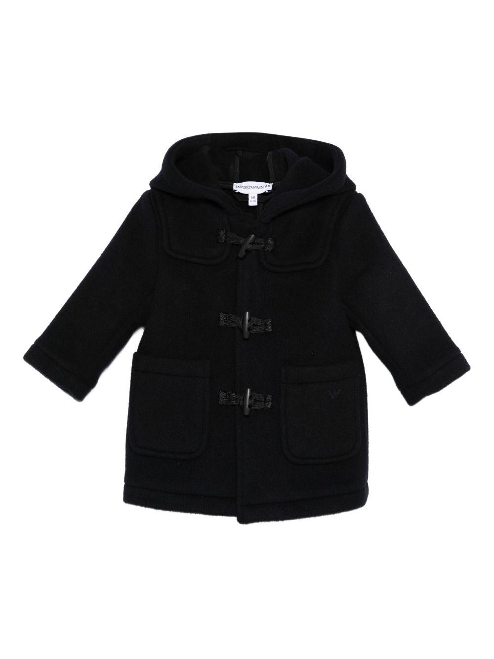 Cappotto per neonato Emporio Armani Kids blu navy con cappuccio - Rubino Kids