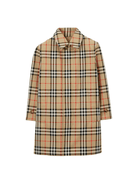 Cappotto reversibile Burberry Kids beige con fantasia a quadri Vintage Check - Rubino Kids