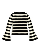 Cardigan a righe per bambina Balmain Kids bianca e nera con lavorazione in maglia - Rubino Kids