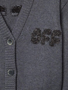 Cardigan Arrow Chunky per bambina Off - White Kids grigio con logo texturizzato - Rubino Kids