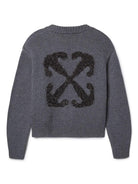 Cardigan Arrow Chunky per bambina Off - White Kids grigio con logo texturizzato - Rubino Kids