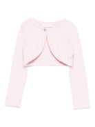 Cardigan bolero per bambina Monnalisa rosa decorato con cuore - Rubino Kids