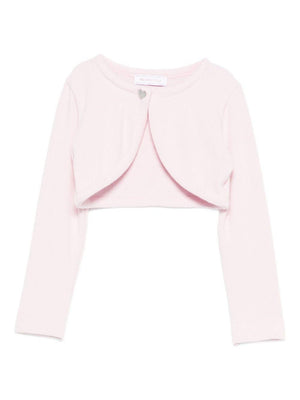 Cardigan bolero per bambina Monnalisa rosa decorato con cuore