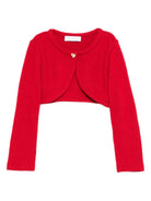 Cardigan bolero per bambina Monnalisa rosso decorato con cuore - Rubino Kids