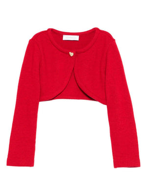 Cardigan bolero per bambina Monnalisa rosso decorato con cuore