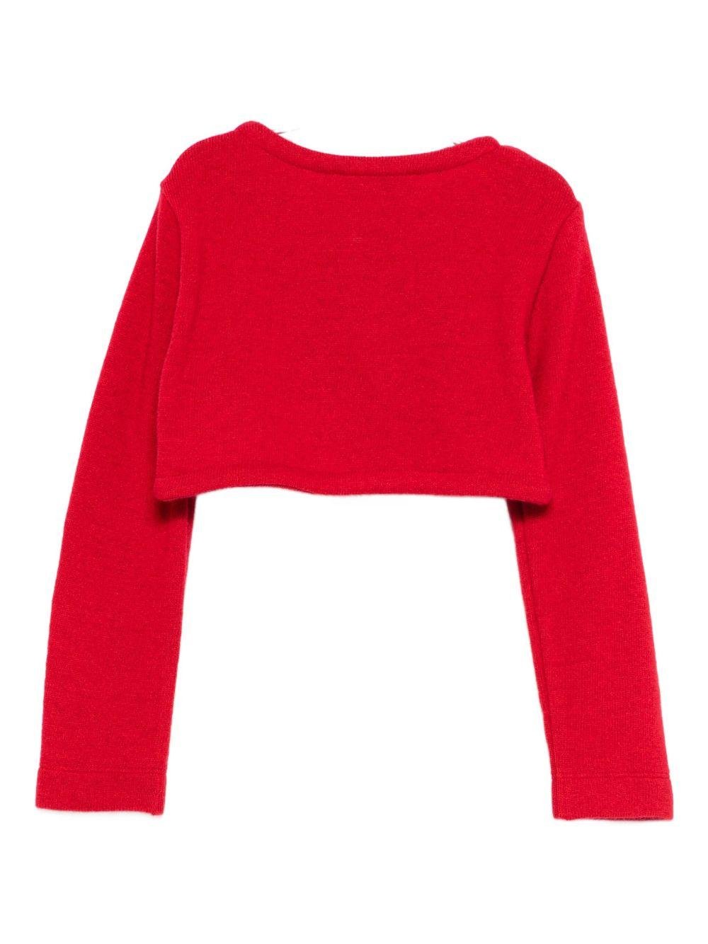 Cardigan bolero per bambina Monnalisa rosso decorato con cuore - Rubino Kids