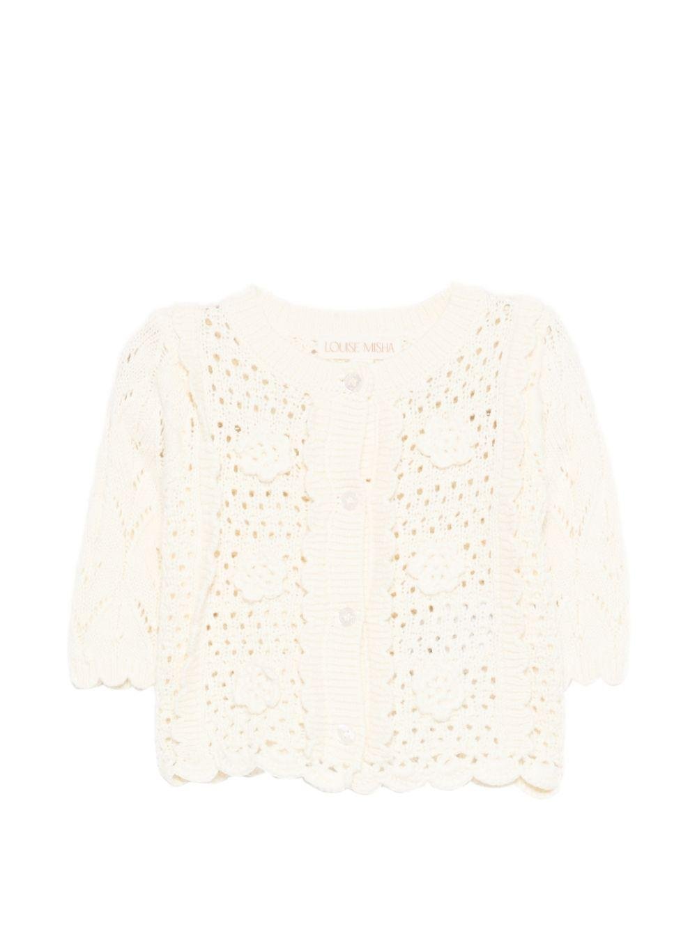 Cardigan Chai per neonata Louise Misha bianco con trama ricamata - Rubino Kids