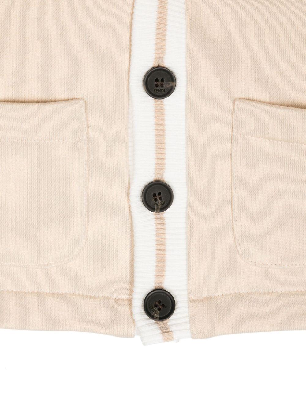 Cardigan con ricamo logo per neonata Fendi Kids beige con chiusura con bottoni - Rubino Kids