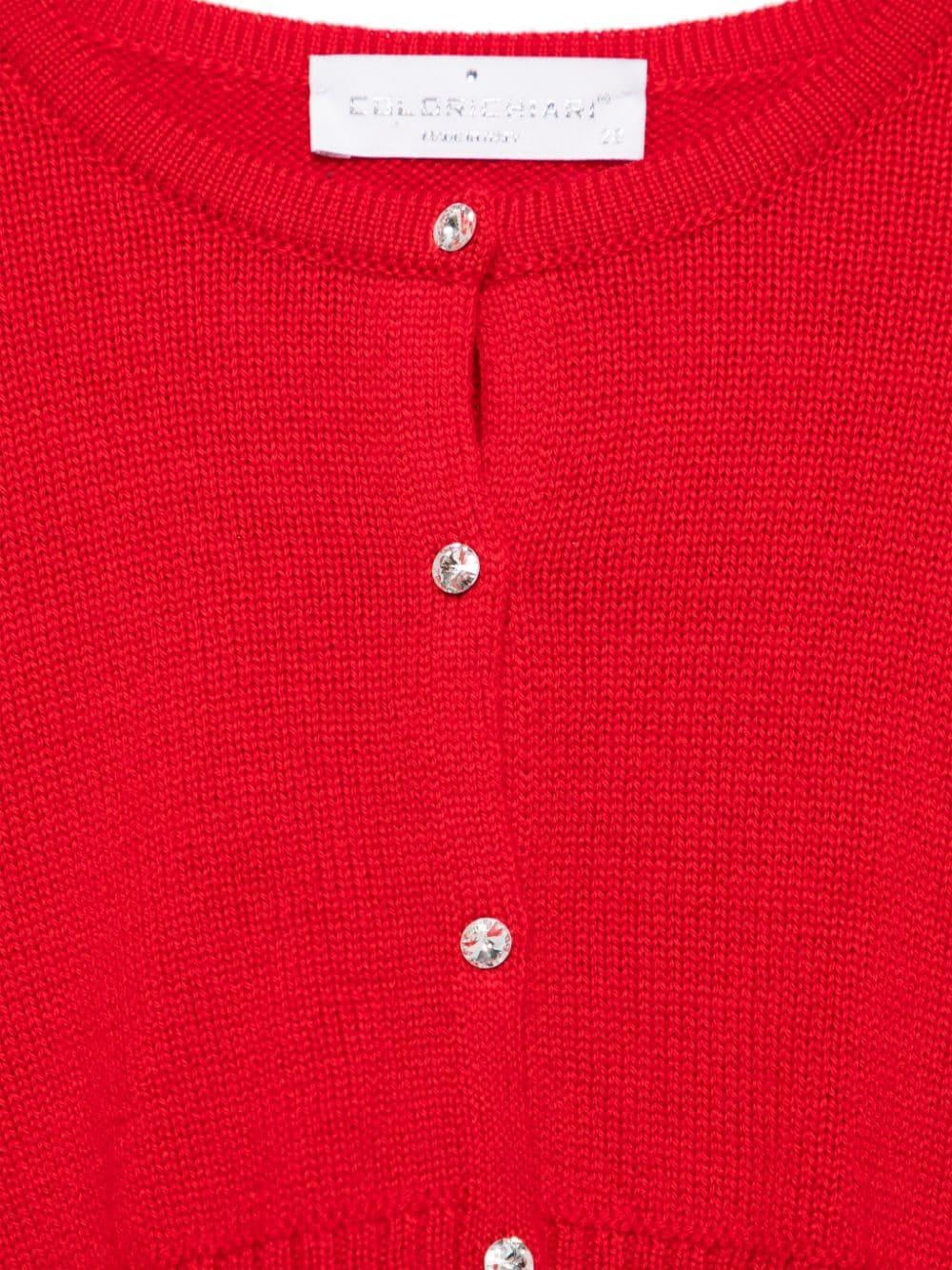 Cardigan crop per bambina Colorichiari rosso con design lavorato a maglia - Rubino Kids