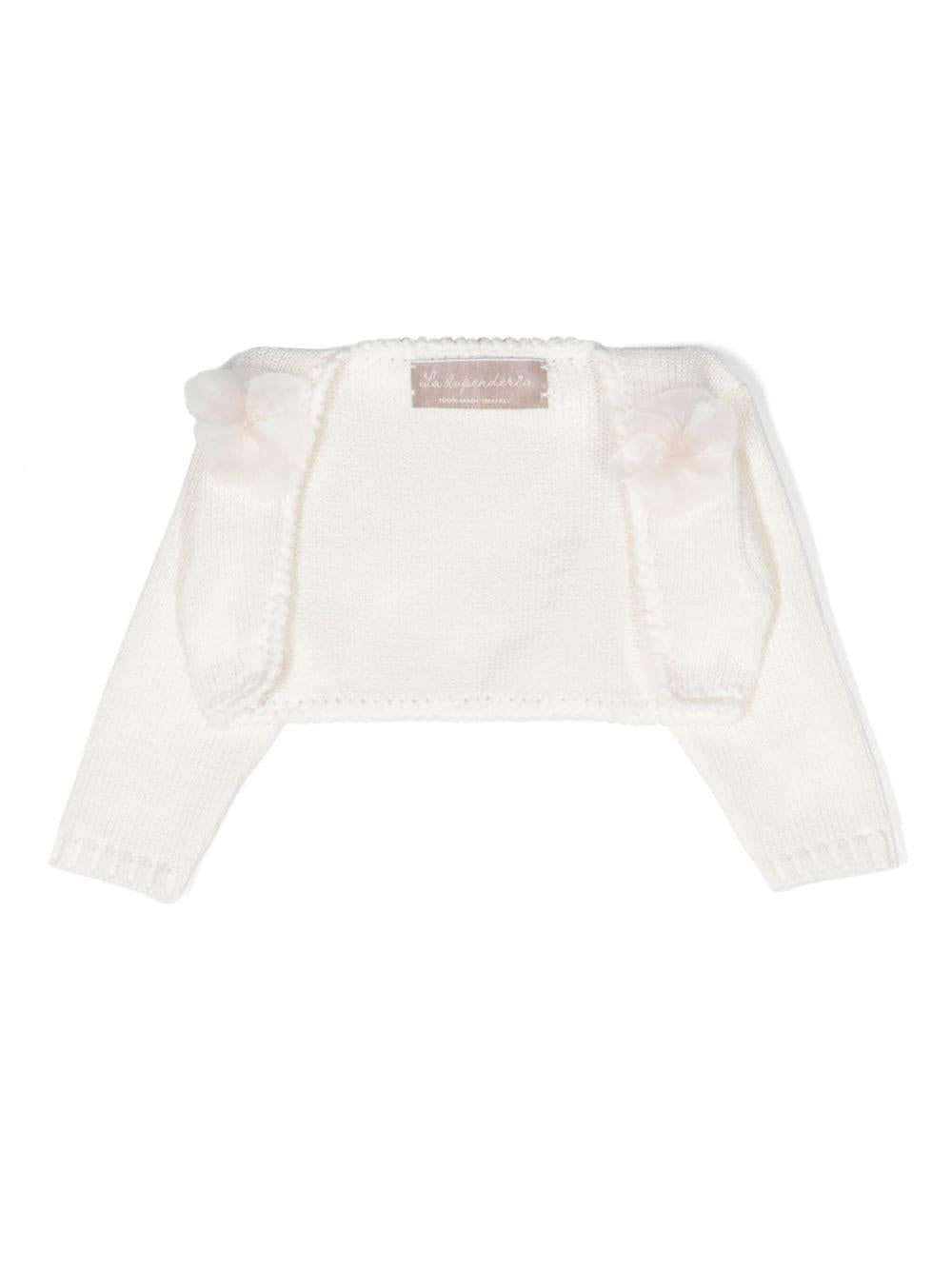 Cardigan crop per neonata La Stupenderia beige con applicazioni - Rubino Kids