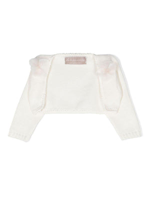 Cardigan crop per neonata La Stupenderia beige con applicazioni