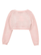 Cardigan crop per neonata Monnalisa rosa con scollo rotondo - Rubino Kids