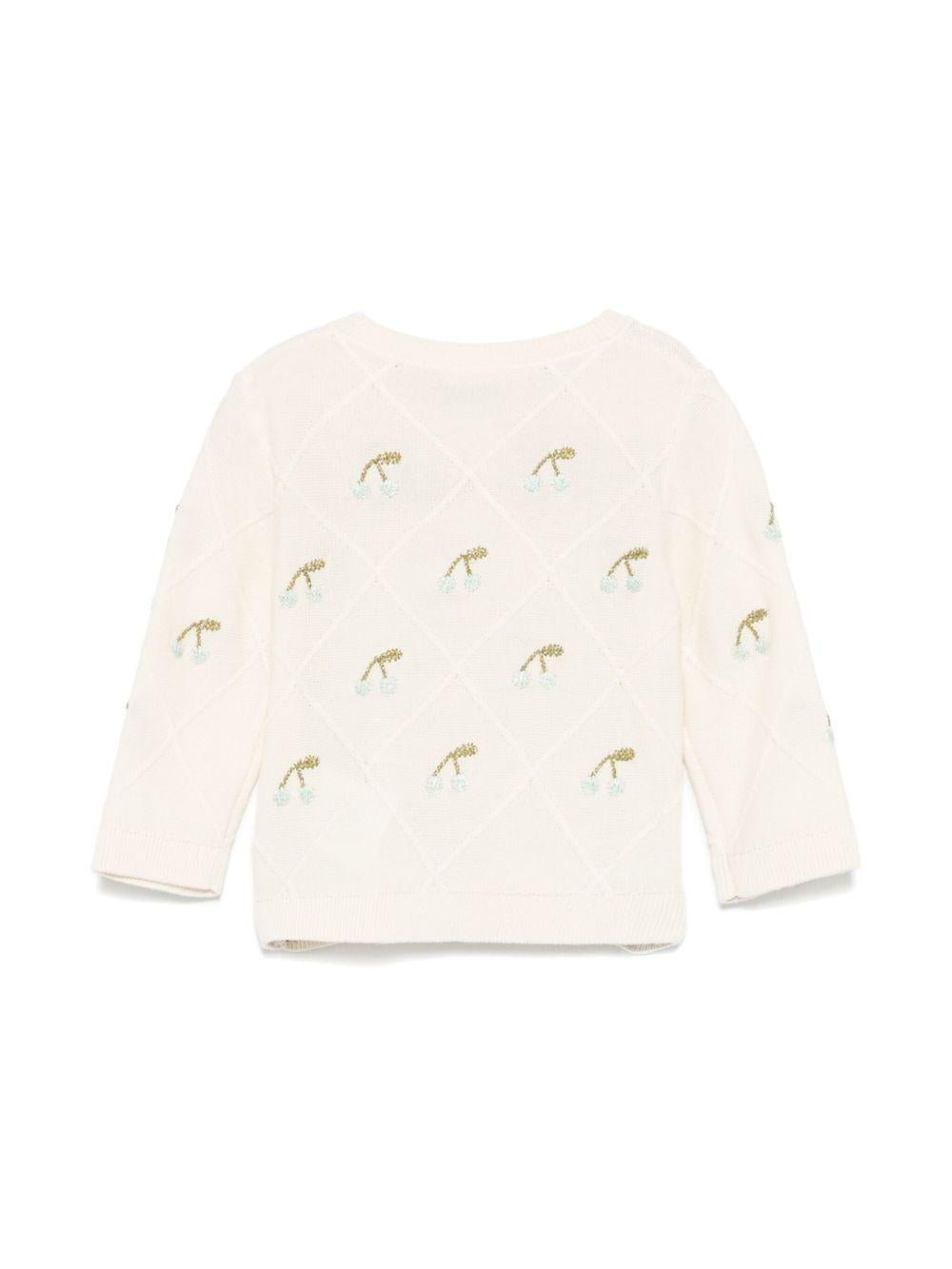 Cardigan Fayana per neonata Bonpoint beige con motivo con ricamo - Rubino Kids