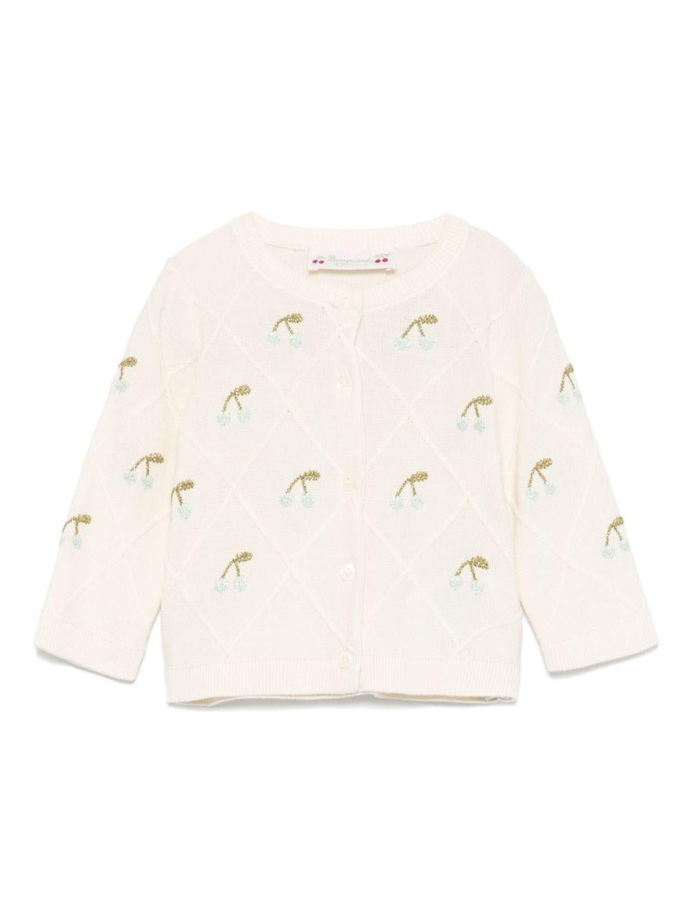 Cardigan Fayana per neonata Bonpoint beige con motivo con ricamo - Rubino Kids