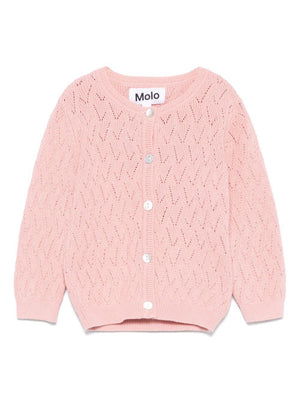 Gilli Molo pink cardigan for newborns with logo