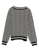 Cardigan per bambina Balmain Kids nero con motivo geometrico - Rubino Kids