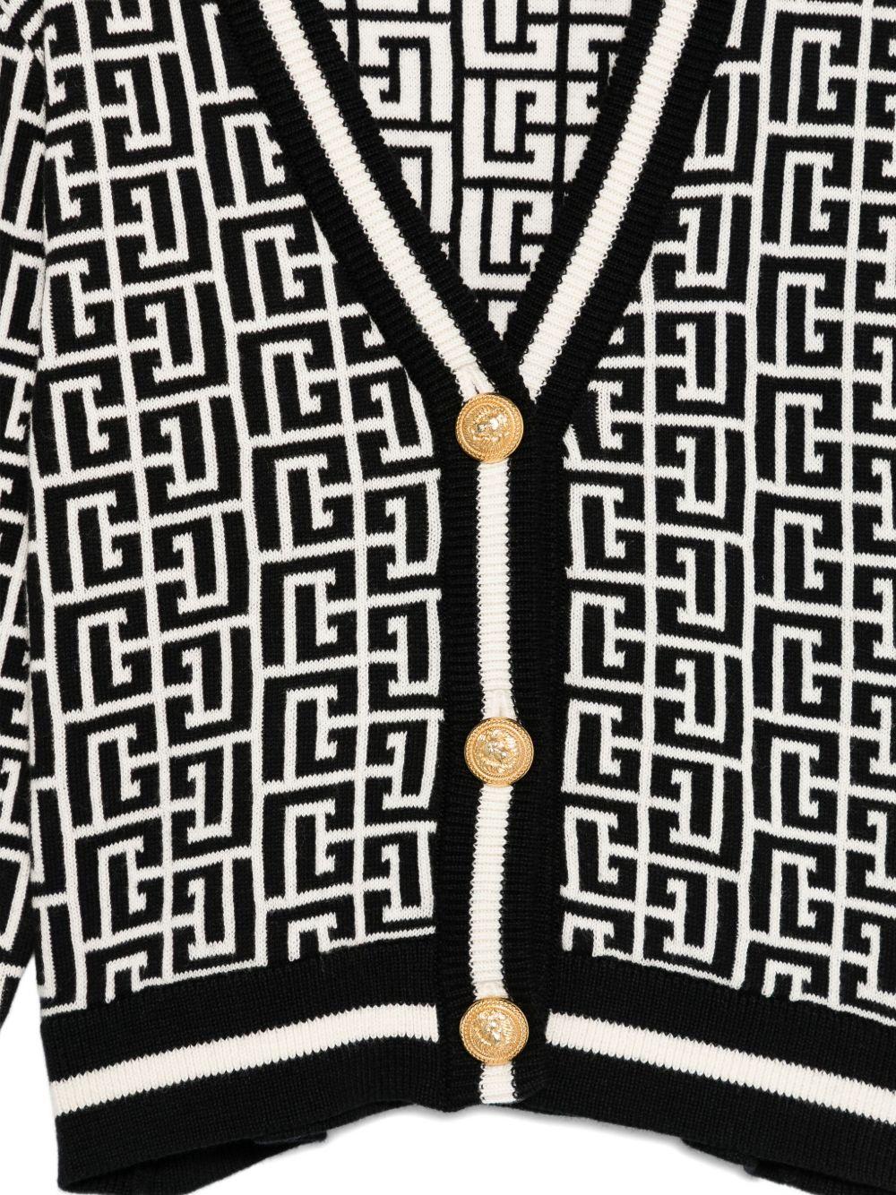 Cardigan per bambina Balmain Kids nero con motivo geometrico - Rubino Kids