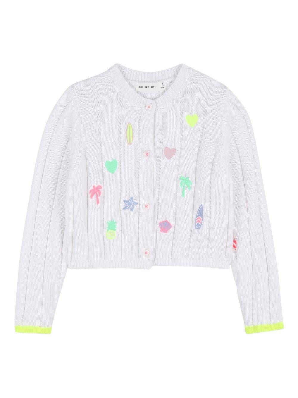 Cardigan per bambina Billieblush bianco con ricamo - Rubino Kids