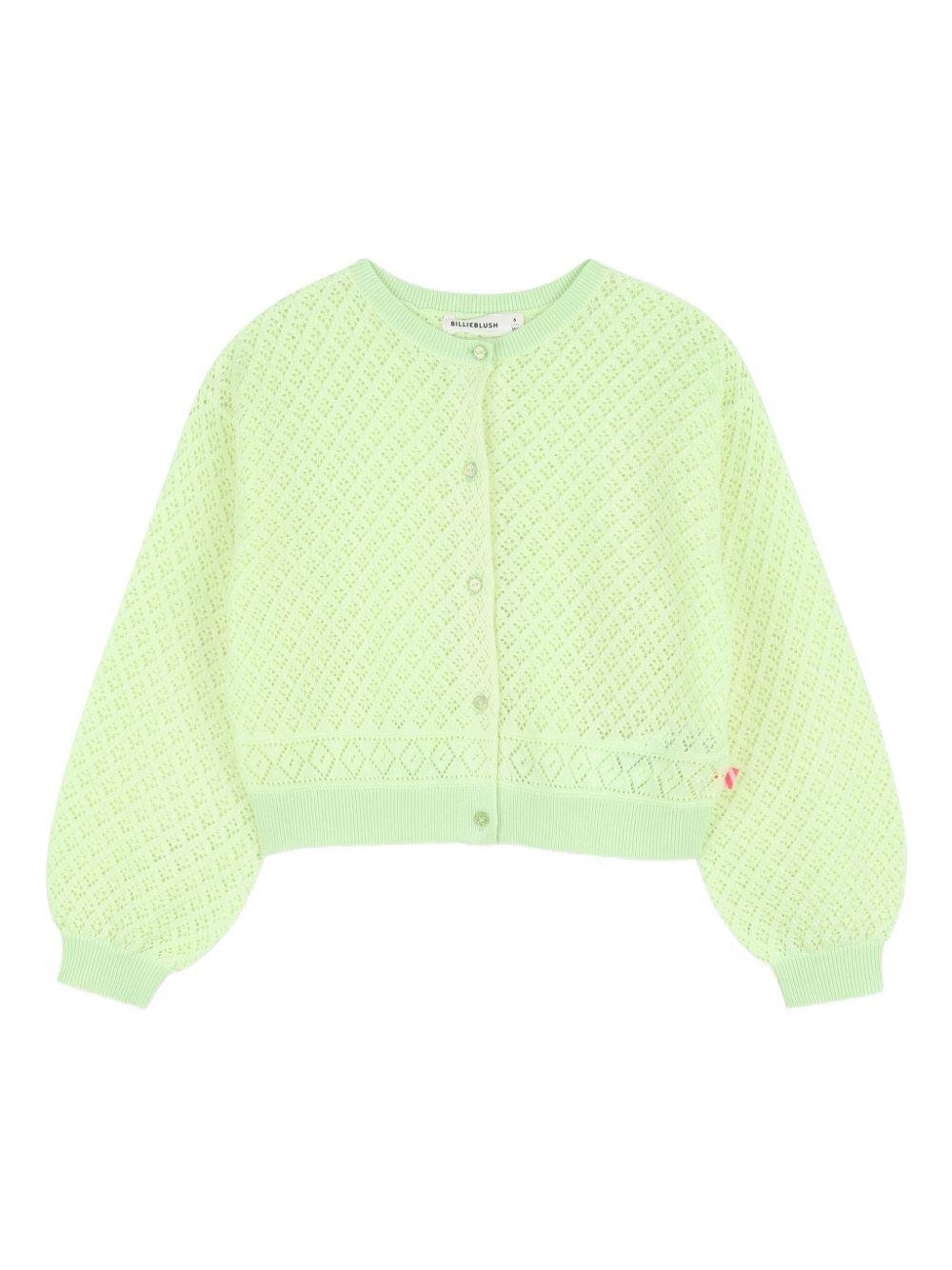 Cardigan per bambina Billieblush verde con texture traforata - Rubino Kids