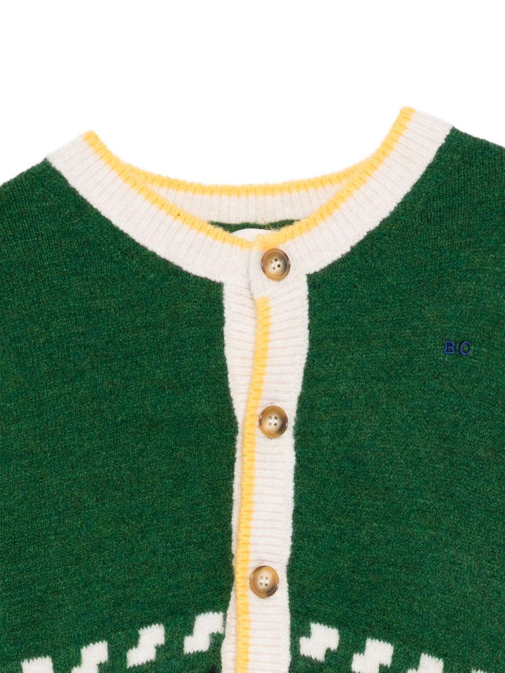 Cardigan per bambina Bobo Choses verde con motivo geometrico - Rubino Kids