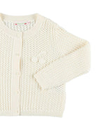 Cardigan per bambina Bonpoint bianco con logo ricamato - Rubino Kids