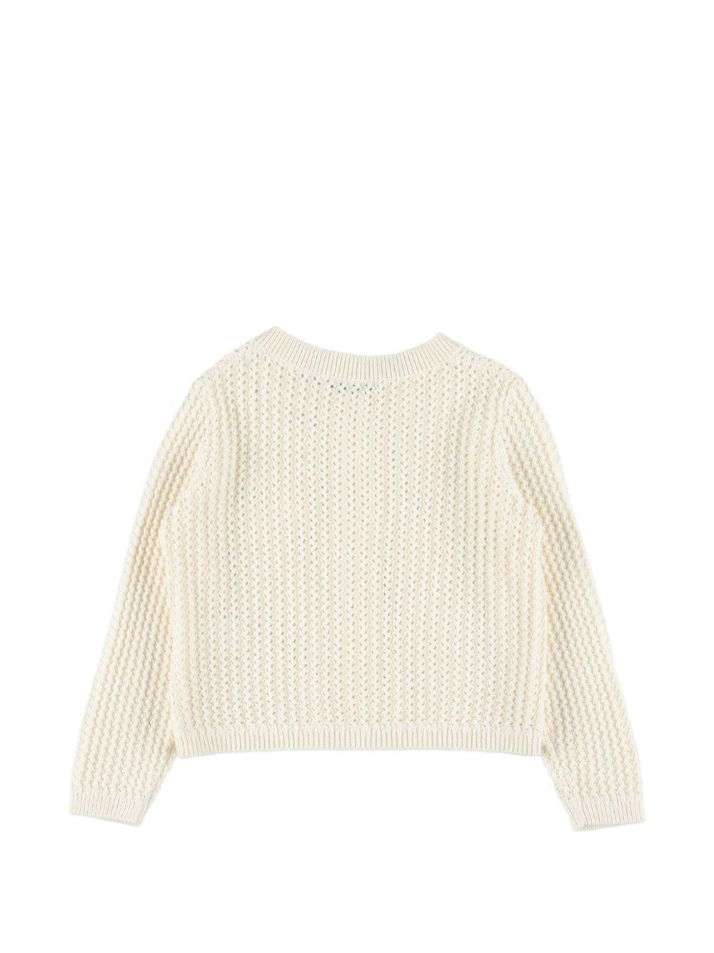 Cardigan per bambina Bonpoint bianco con logo ricamato - Rubino Kids