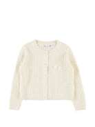 Cardigan per bambina Bonpoint bianco con logo ricamato - Rubino Kids