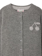 Cardigan per bambina Bonpoint Judicael grigio decorato con ciliegie - Rubino Kids