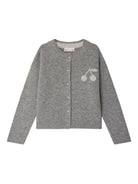 Cardigan per bambina Bonpoint Judicael grigio decorato con ciliegie - Rubino Kids