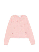 Cardigan per bambina Bonpoint rosa con ciliegie ricamate - Rubino Kids