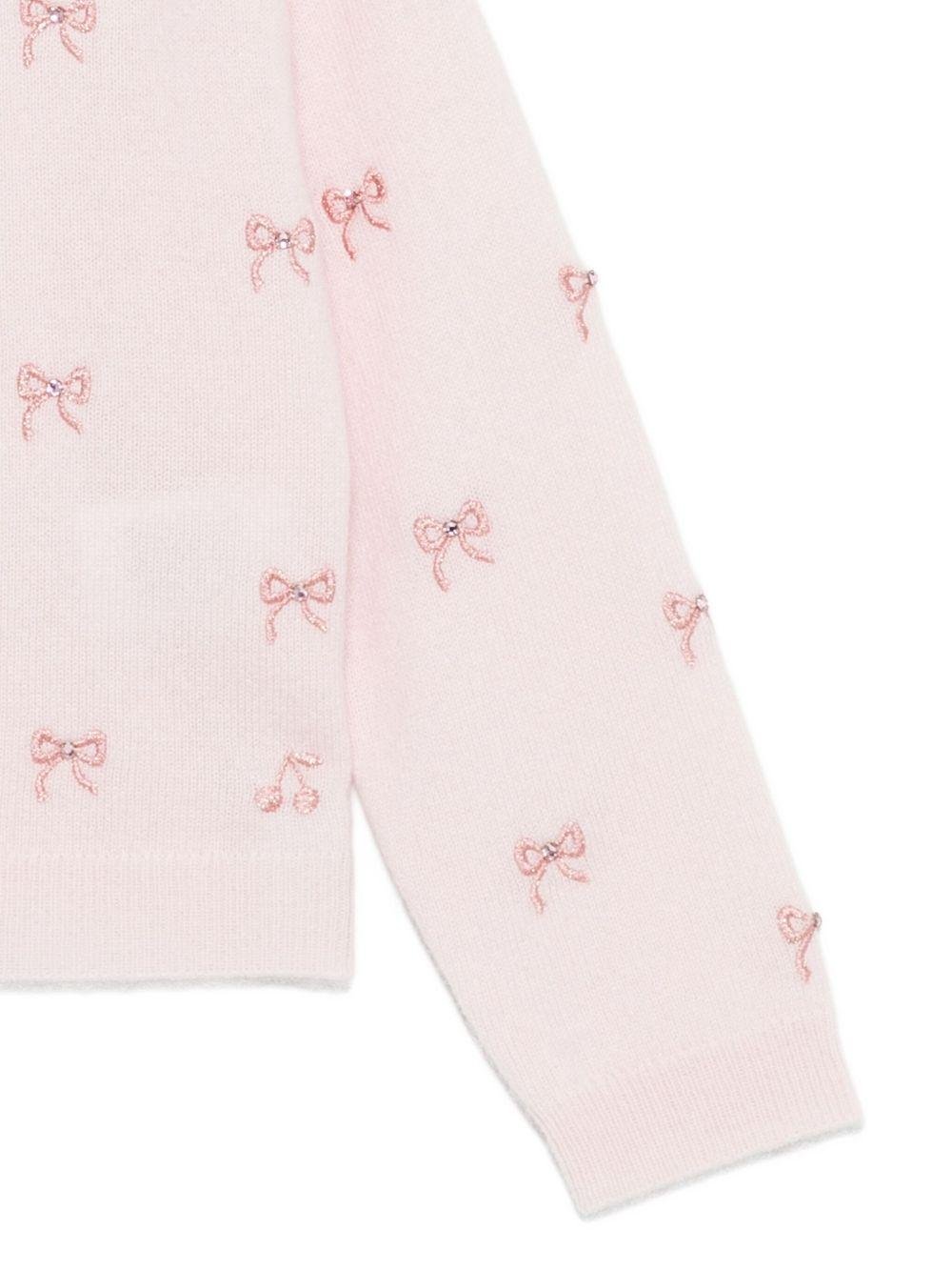 Cardigan per bambina Bonpoint rosa decorato con fiocchi - Rubino Kids