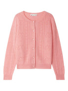Cardigan per bambina Bonpoint rosa in maglia con bottoni - Rubino Kids