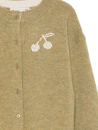 Cardigan per bambina Bonpoint verde decorato con ciliegie - Rubino Kids