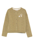 Cardigan per bambina Bonpoint verde decorato con ciliegie - Rubino Kids