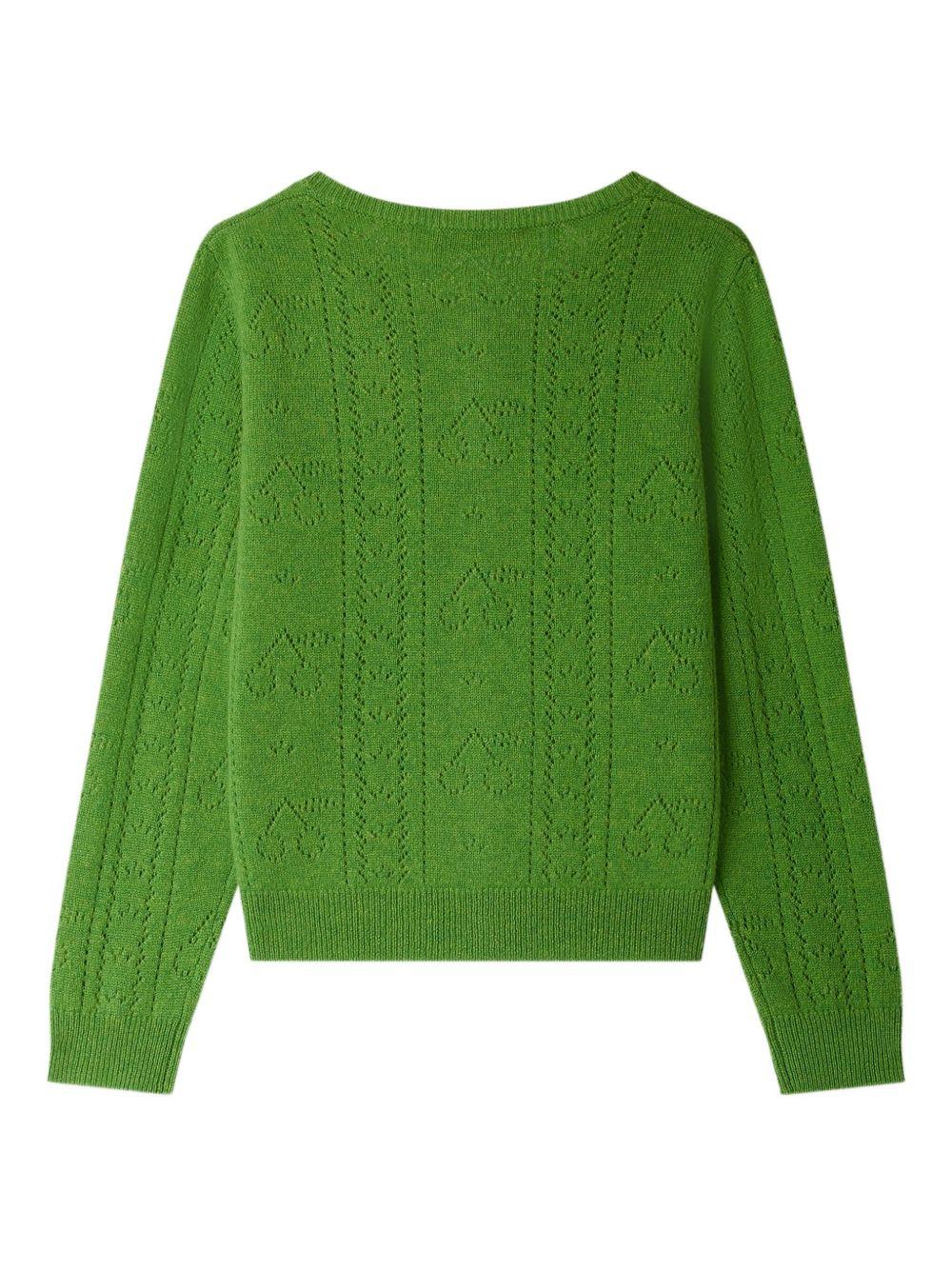 Cardigan per bambina Bonpoint verde in maglia con bottoni - Rubino Kids