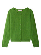 Cardigan per bambina Bonpoint verde in maglia con bottoni - Rubino Kids