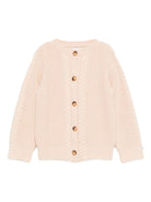 Cardigan per bambina Donsje beige con bottoni e motivo a trecce - Rubino Kids