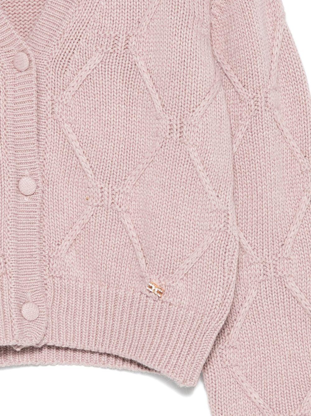 Cardigan per bambina Elisabetta Franchi La Mia Bambina rosa con motivo a rombi - Rubino Kids
