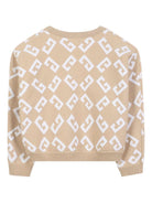 Cardigan per bambina Givenchy Kids beige con logo jacquard - Rubino Kids