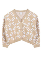 Cardigan per bambina Givenchy Kids beige con logo jacquard - Rubino Kids