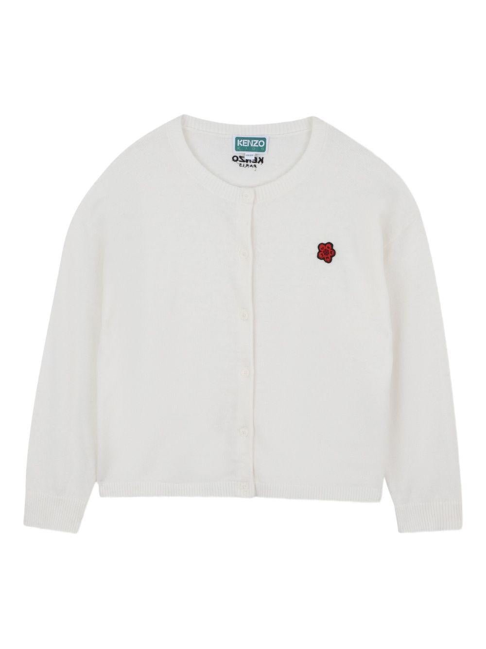 Cardigan per bambina Kenzo Kids bianco con ricamo Boke Flower - Rubino Kids