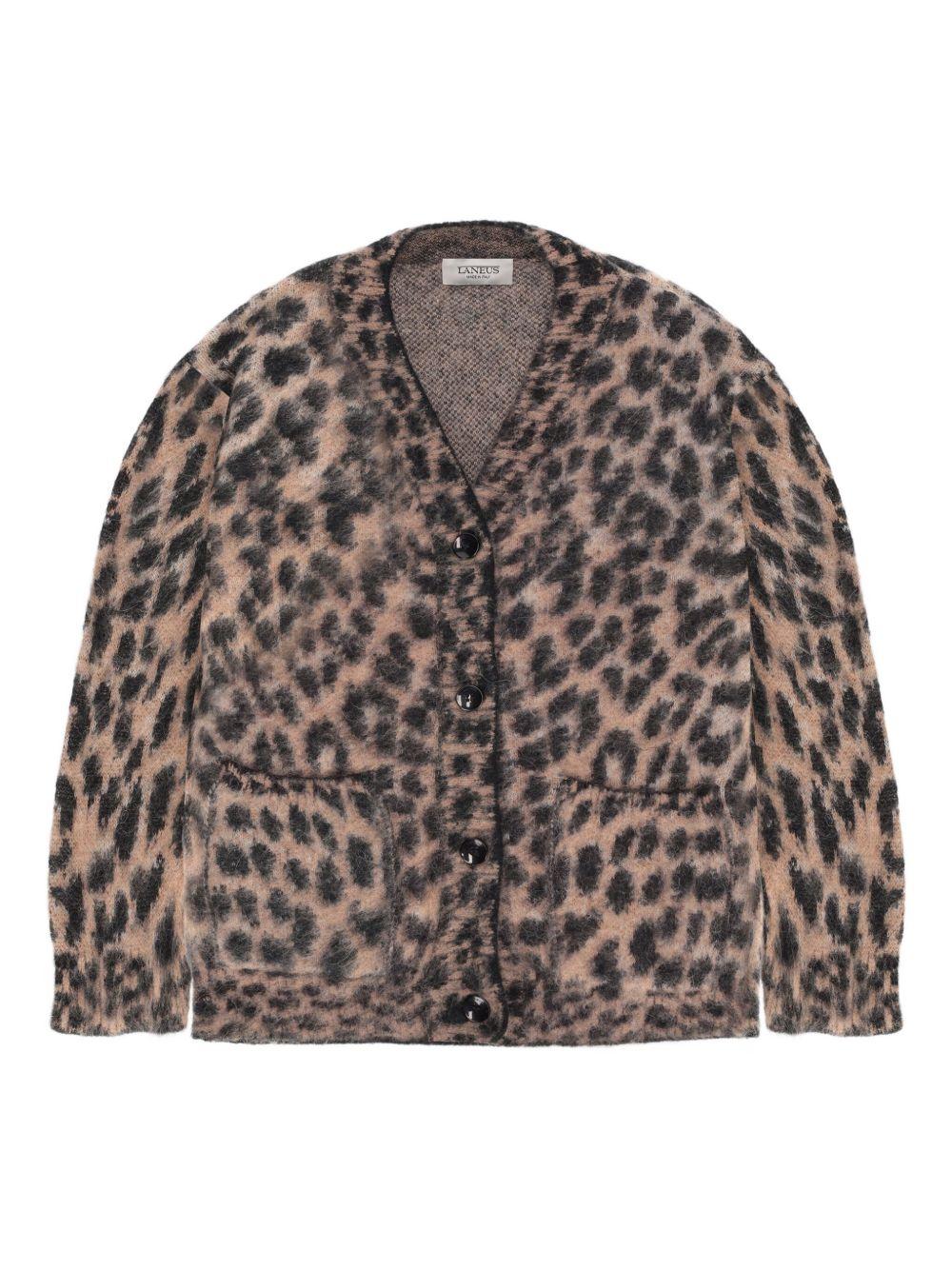 Cardigan per bambina Laneus animalier con scollo a V - Rubino Kids