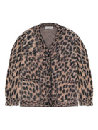 Cardigan per bambina Laneus animalier con scollo a V - Rubino Kids