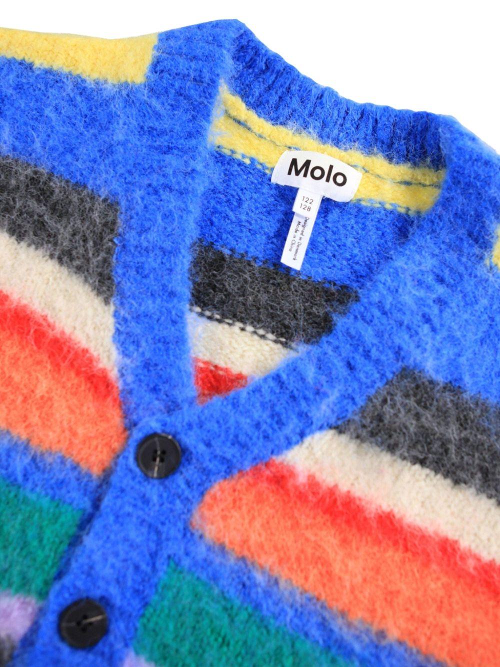 Cardigan per bambina Molo Brutus multicolore con righe orizzontali - Rubino Kids