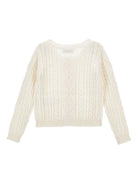 Cardigan per bambina Monnalisa bianco con motivo intrecciato - Rubino Kids