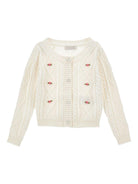 Cardigan per bambina Monnalisa bianco con motivo intrecciato - Rubino Kids