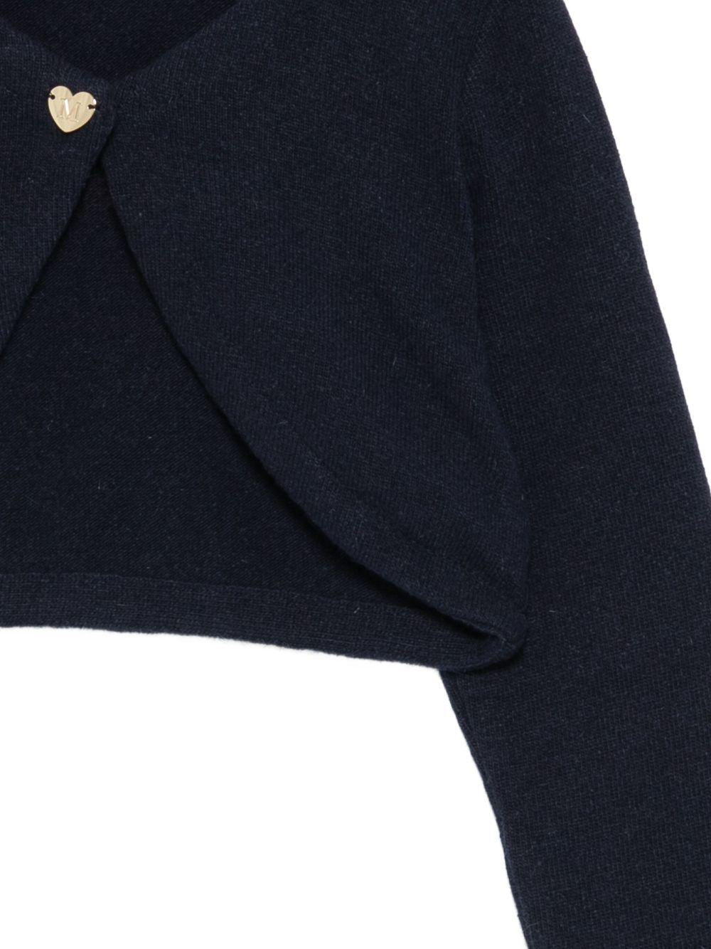 Cardigan per bambina Monnalisa blu con bottoni a forma di cuore - Rubino Kids