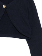 Cardigan per bambina Monnalisa blu con bottoni a forma di cuore - Rubino Kids